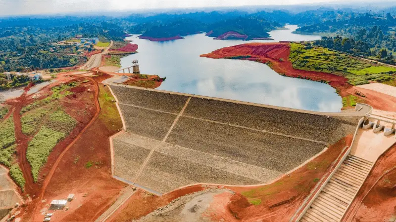 Completed Karimenu II Dam works with reservoir filling ongoing, demonstrating dam performance and water storage capacity in Kiambu County.