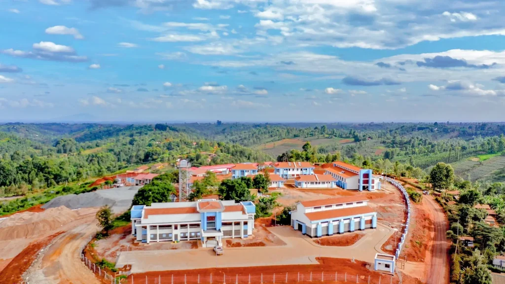 Aerial view of staff residential housing at the Karimenu II Dam project site in Kiambu County, Kenya.