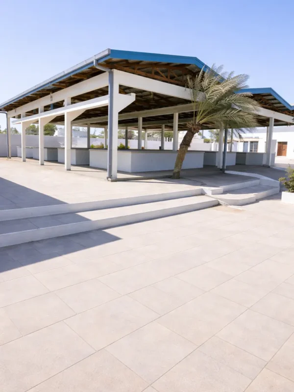 Steel structure construction at Bossaso Market in Puntland, Somalia