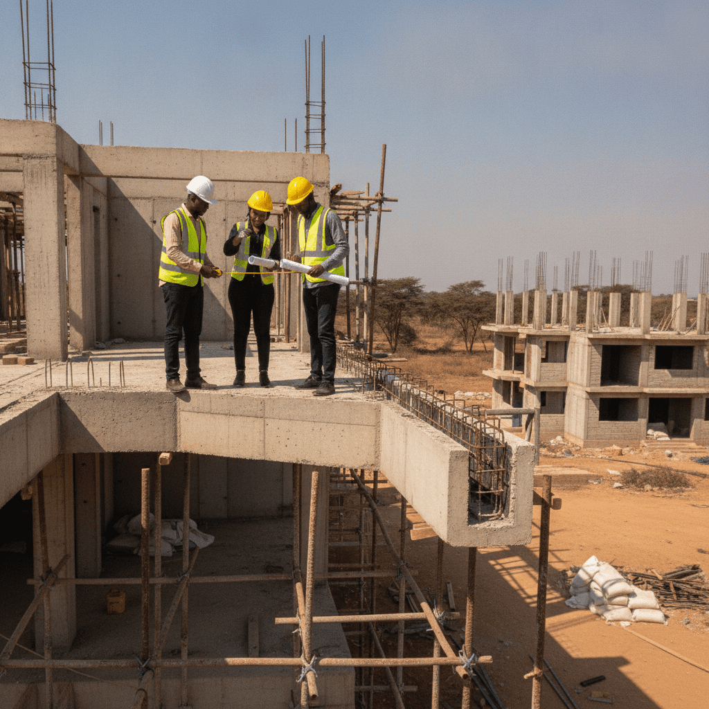 Cantilever balcony and canopy design Kenya — Site illustration, Cadreatech engineering Kenya