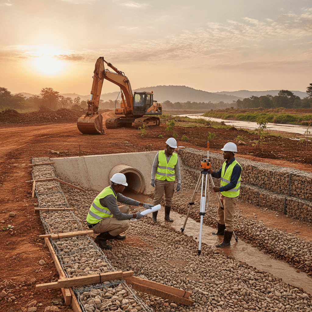 Riparian and floodplain construction Kenya — Site illustration, Cadreatech engineering Kenya
